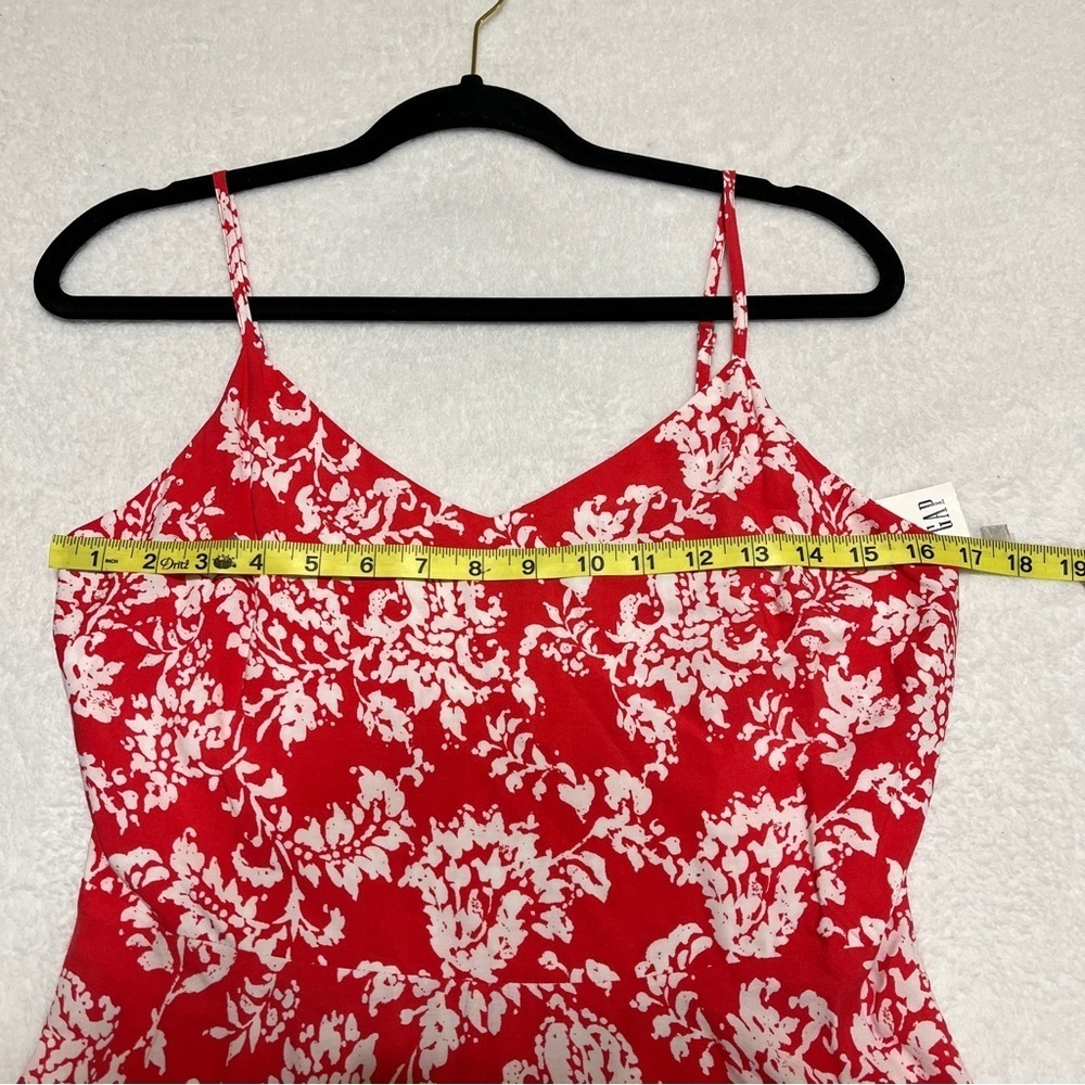 GAP Red White Floral Mini Dress Small NWT Fit Flare Spaghetti Strap Smocked Back - Picture 12 of 12